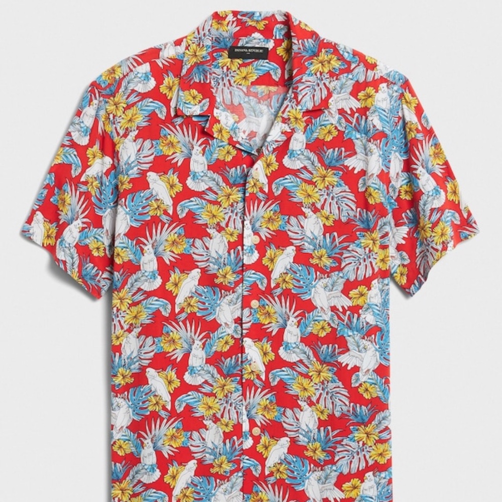 Banana Republic Vacation Shirt Birds Of Paradise L